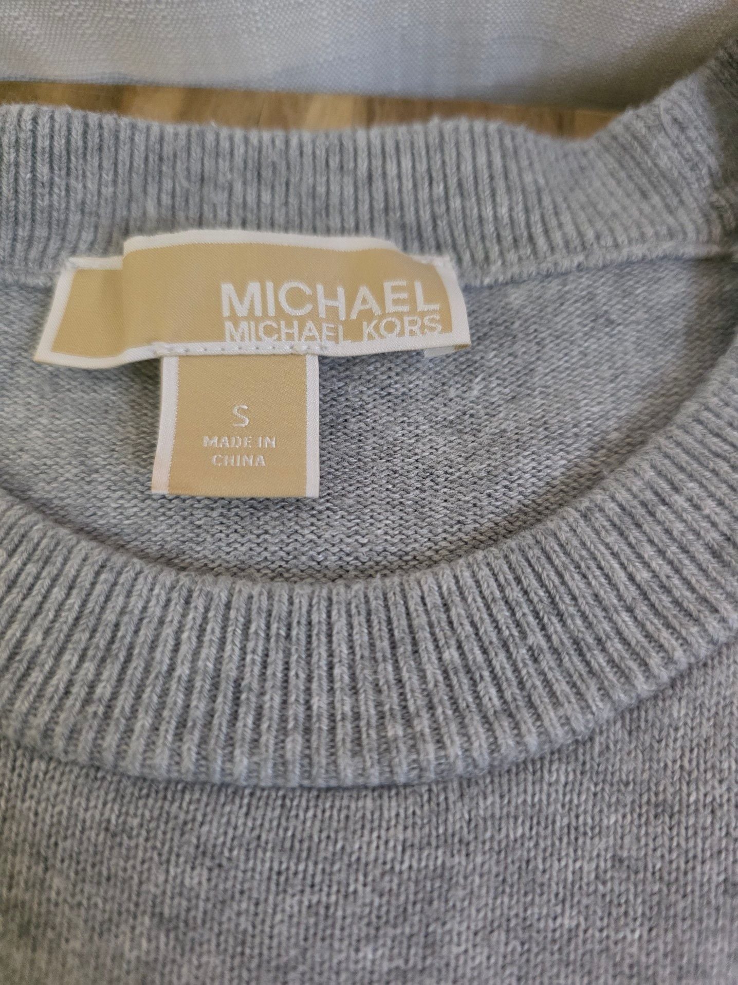 MICHAEL KORS Logo Sweater Size S Gray White Crewneck Pullover 8