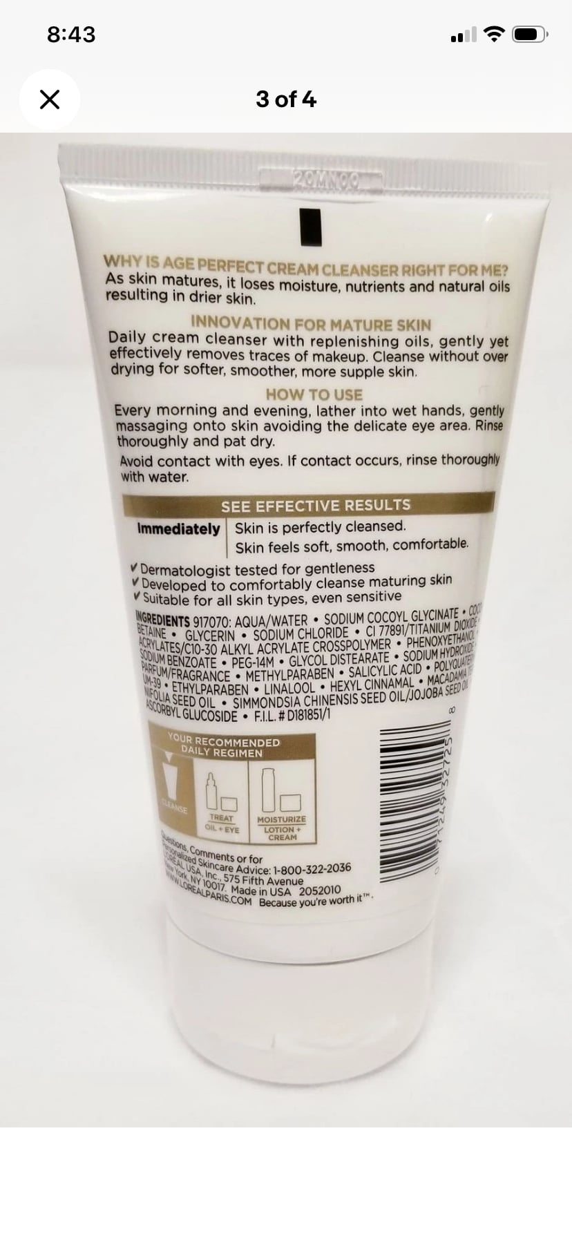 L'Oreal Paris Age Perfect Cream Cleanser 5 fl oz 3