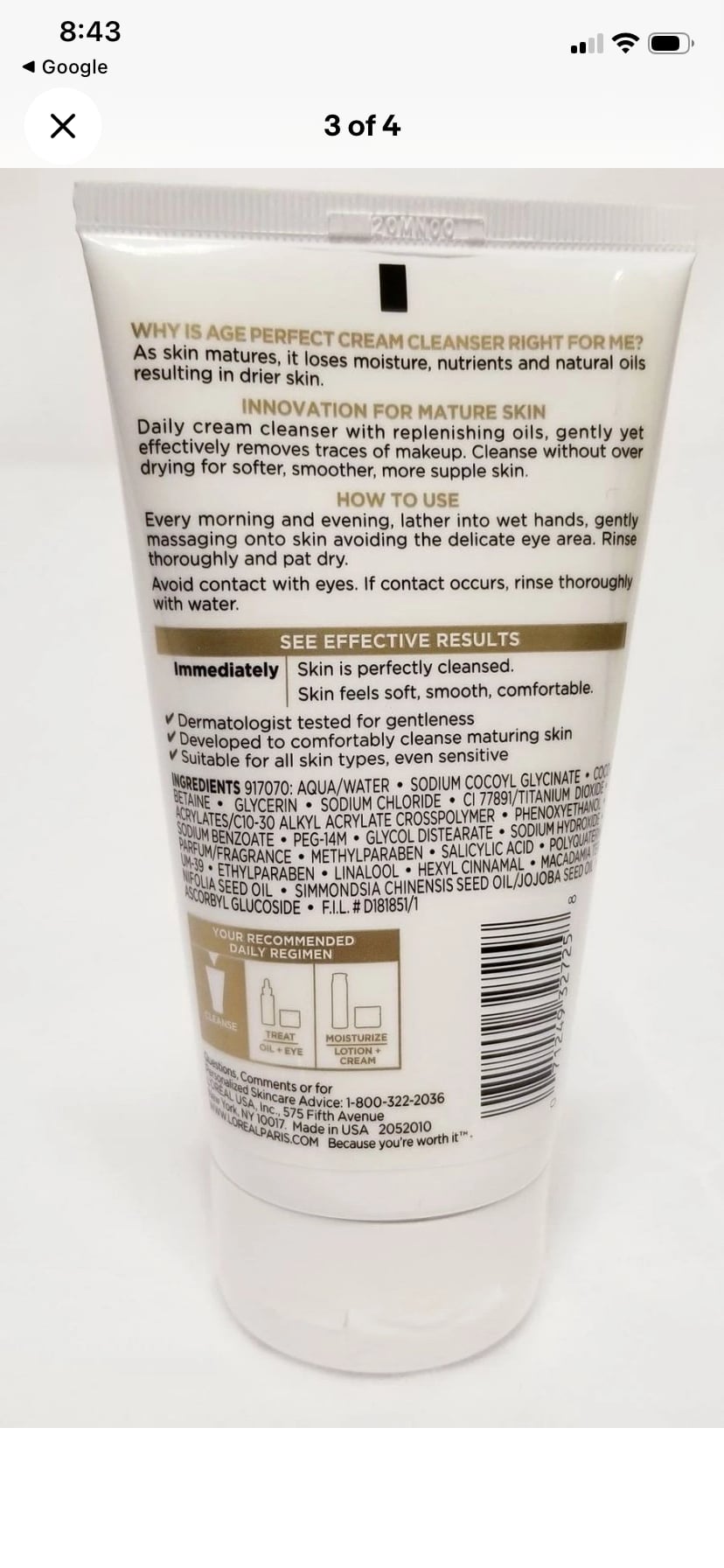 L'Oreal Paris Age Perfect Cream Cleanser 5 fl oz 5