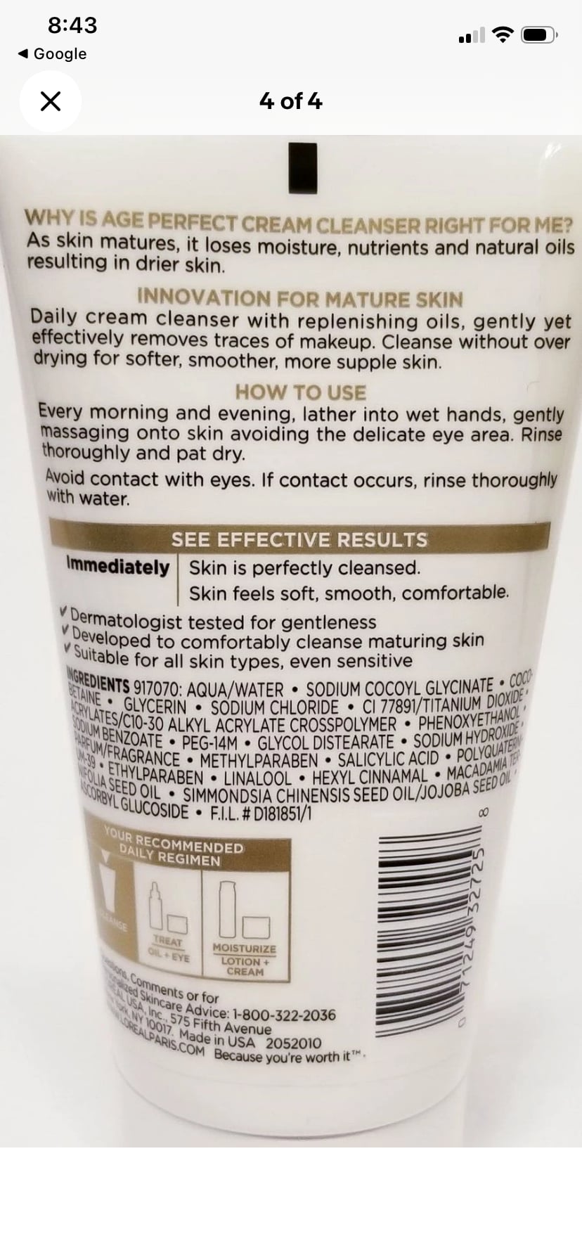 L'Oreal Paris Age Perfect Cream Cleanser 5 fl oz 6