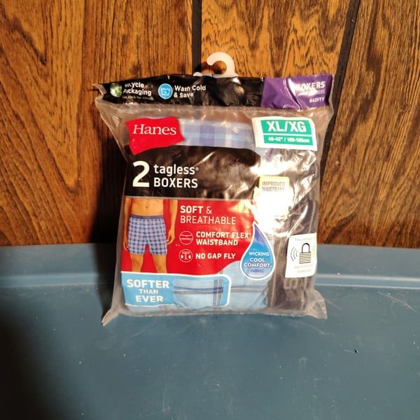 Hanes Tagless Boxers Size XL/XG Blue Plaid