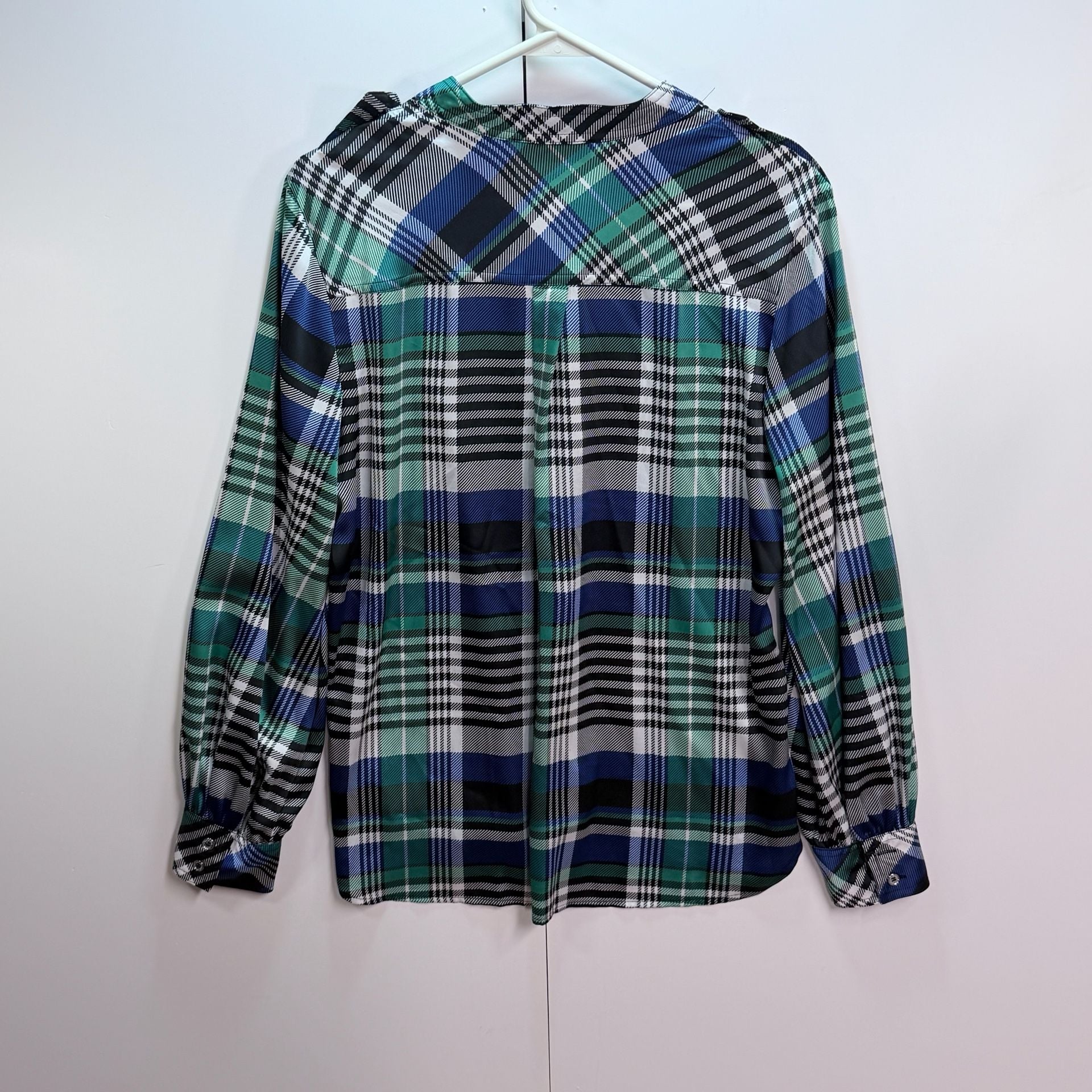 Karl Lagerfeld Paris Plaid Long Sleeve Blouse Size XL Multi Color 3