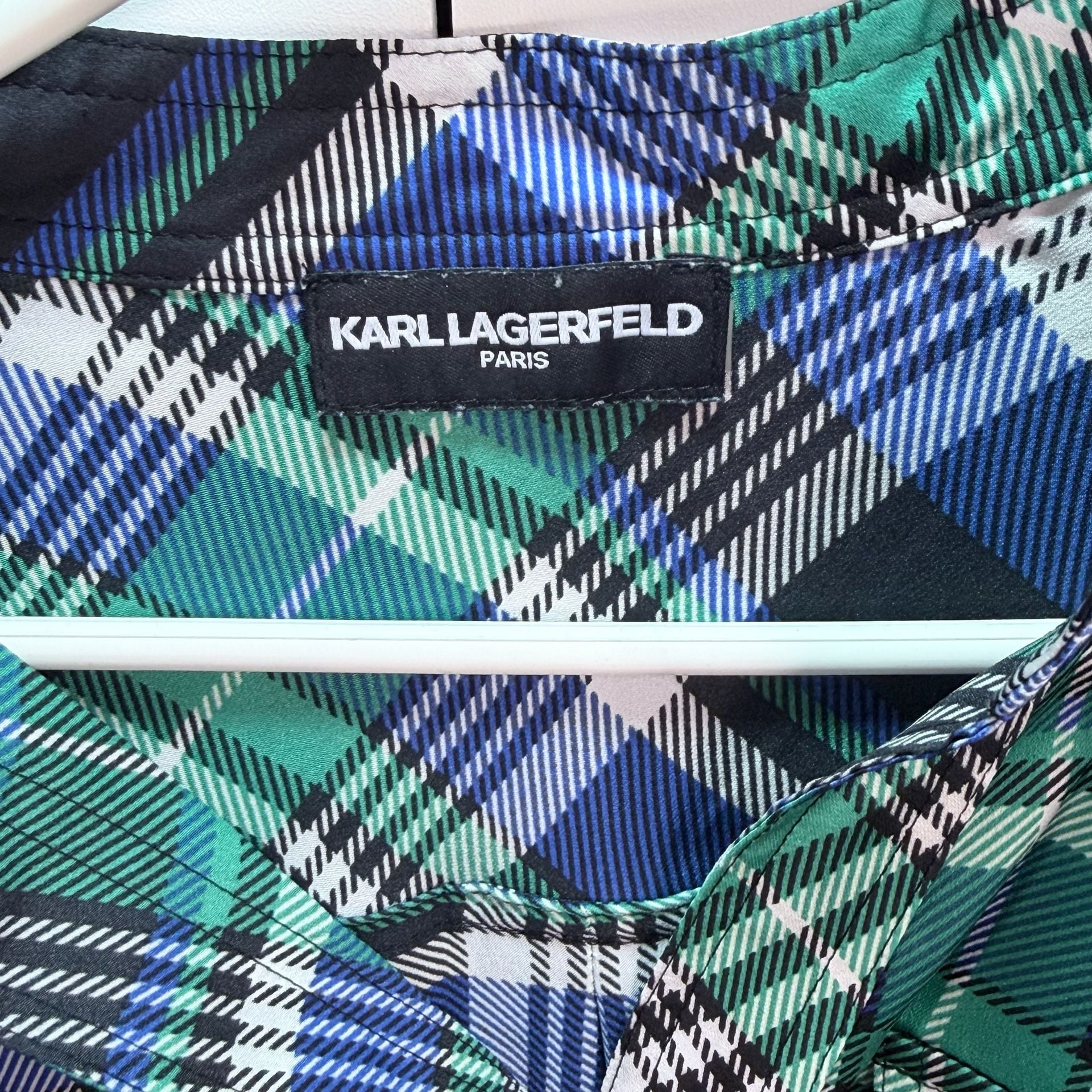 Karl Lagerfeld Paris Plaid Long Sleeve Blouse Size XL Multi Color 4