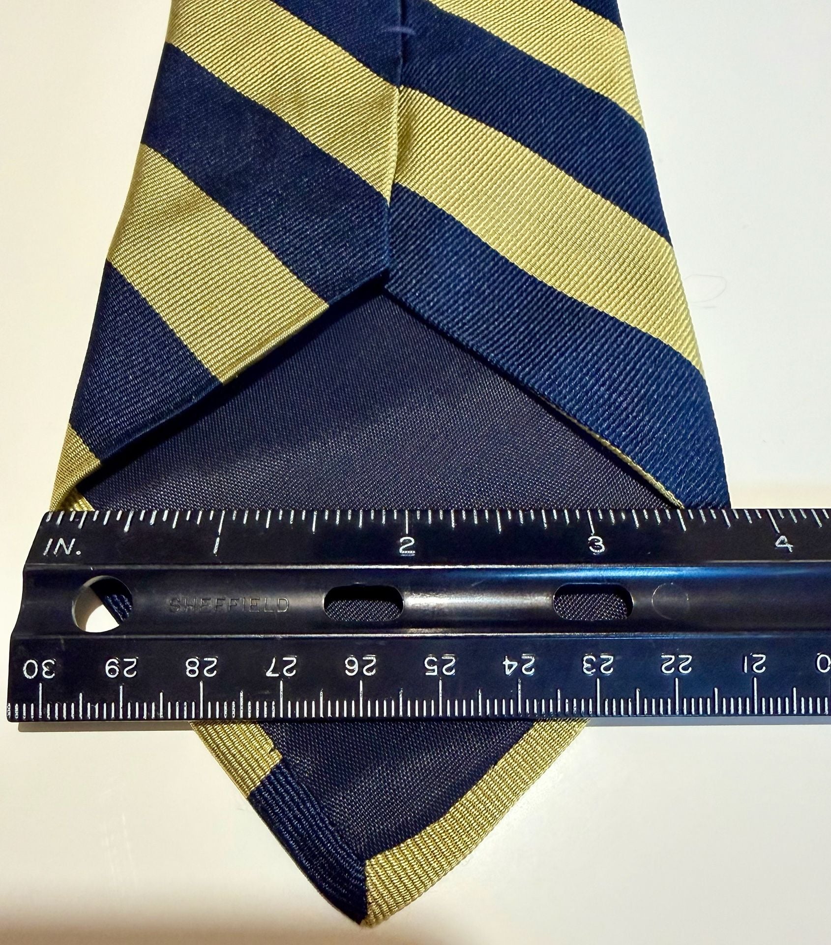 Stuart Hughes Blue and Yellow Striped Silk Necktie Ivy League Trad 2