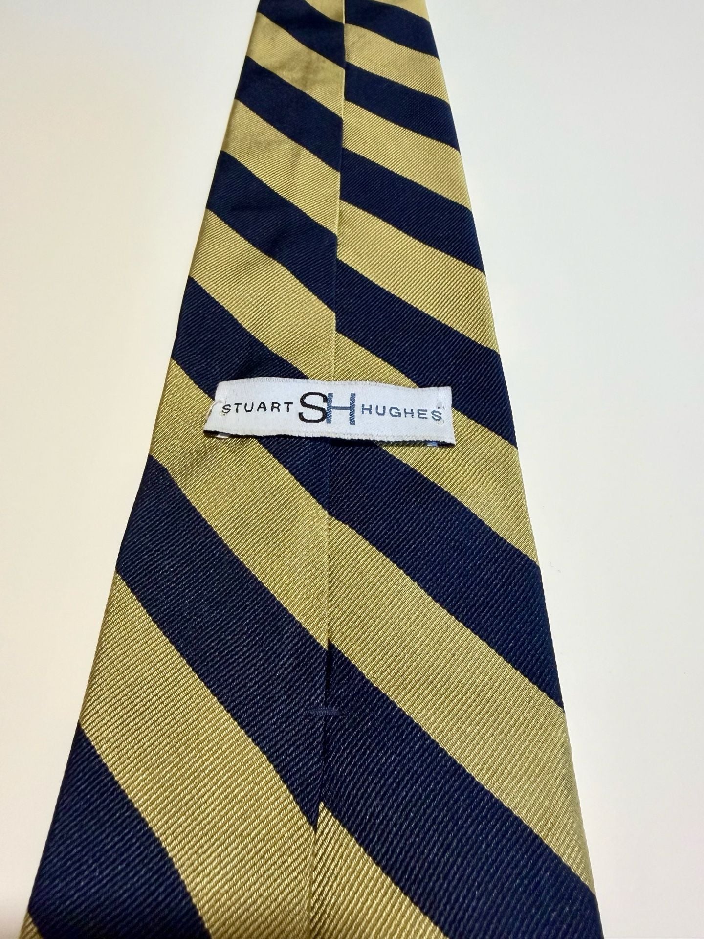 Stuart Hughes Blue and Yellow Striped Silk Necktie Ivy League Trad 3