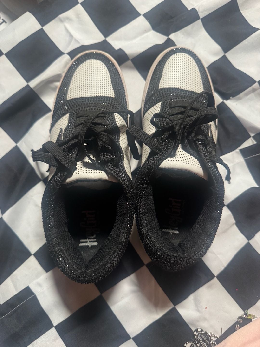 Hey Girl Legendary Size 8 Black White Rhinestone Star Sneakers 2