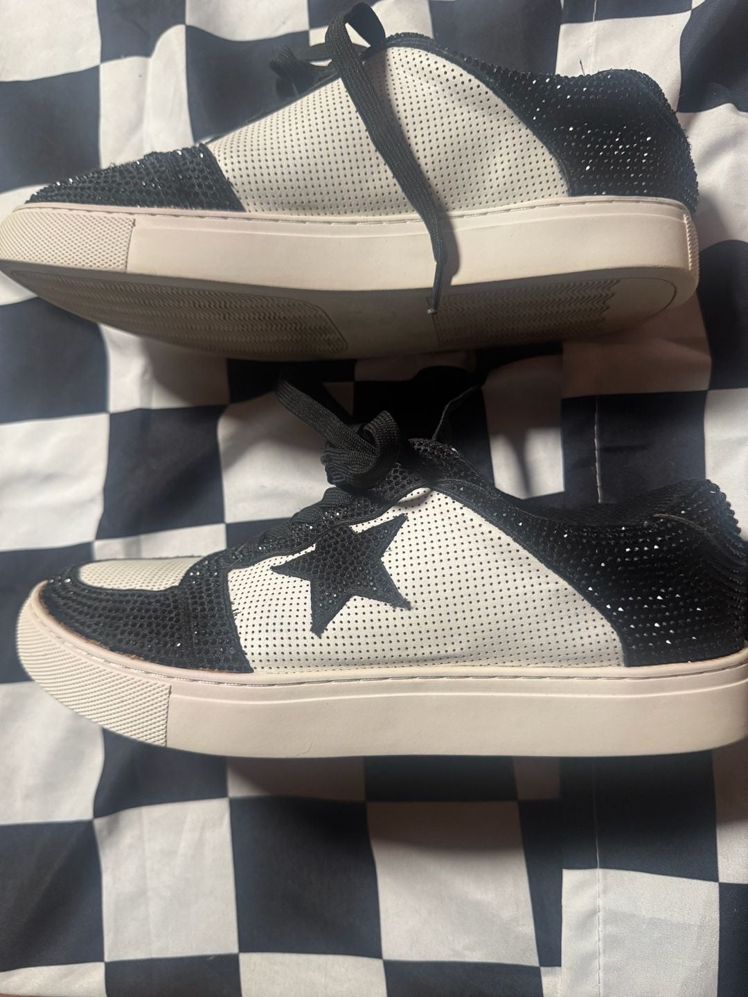 Hey Girl Legendary Size 8 Black White Rhinestone Star Sneakers 5