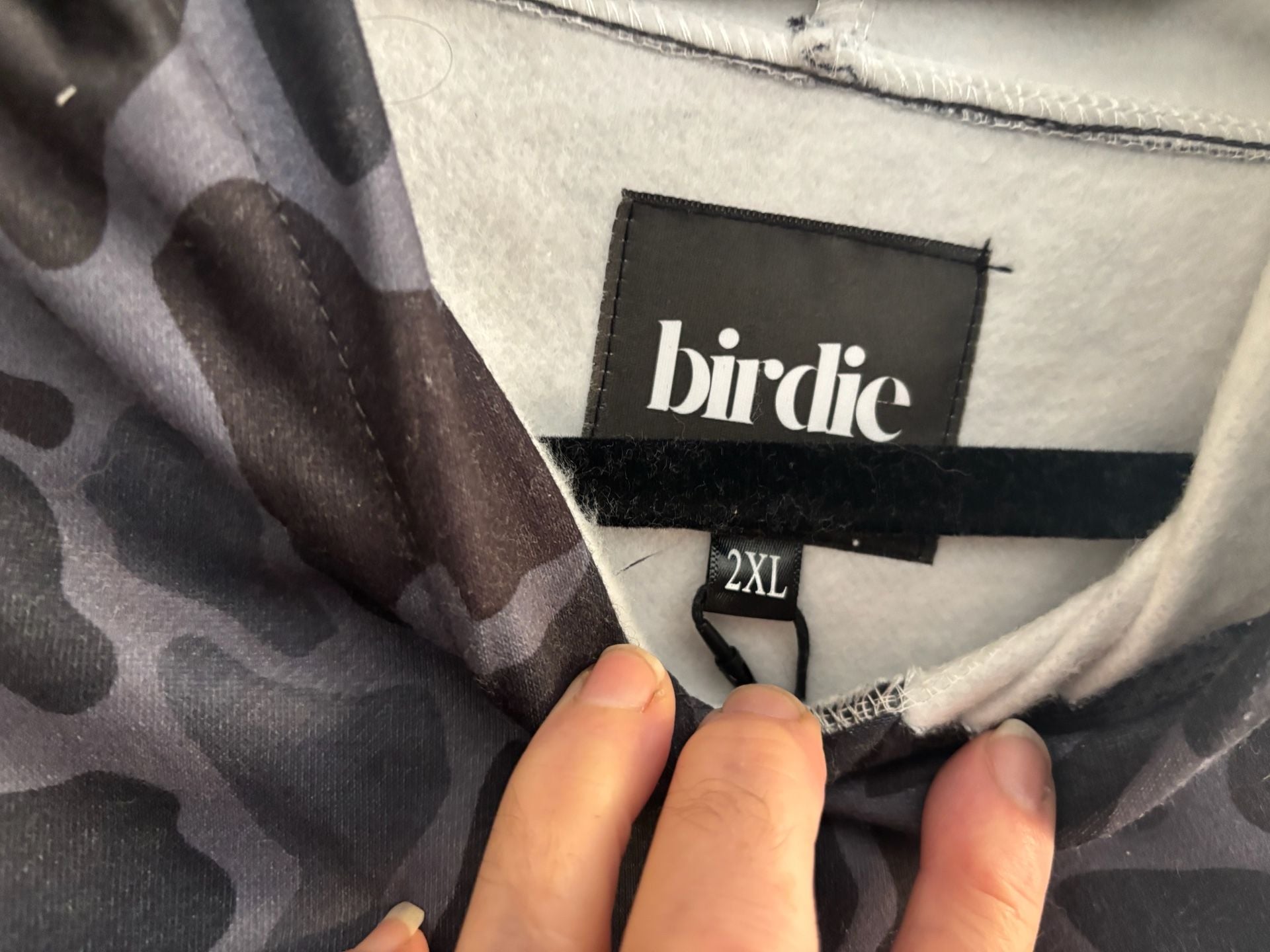birdie Hoodie Sweatshirt Size 2XL Black Gray Camo 3
