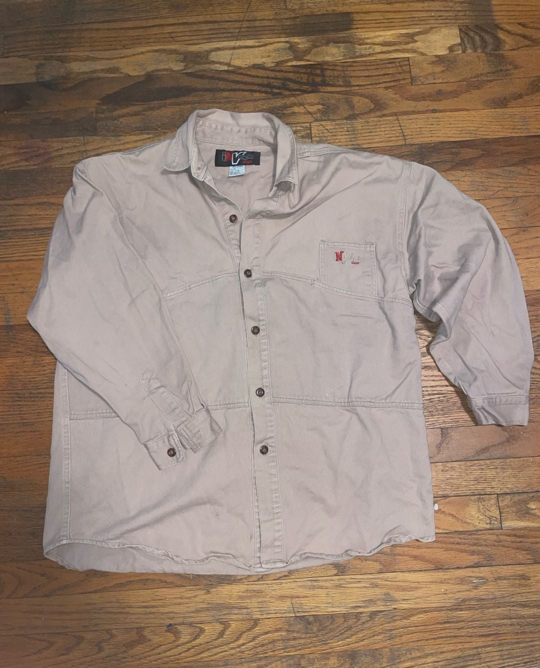 Invision Gear Long Sleeve Shirt Size XL Beige Cotton Button Down Work 2