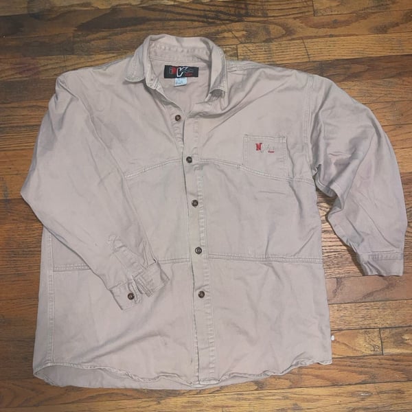 Invision Gear Long Sleeve Shirt Size XL Beige Cotton Button Down Work