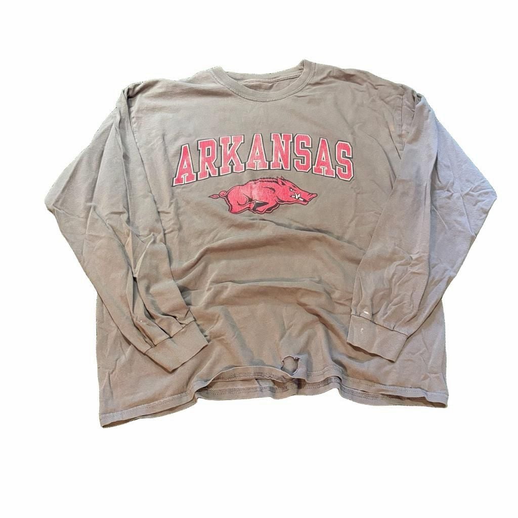 Arkansas Razorbacks Long Sleeve T-Shirt Grey Size Large 2
