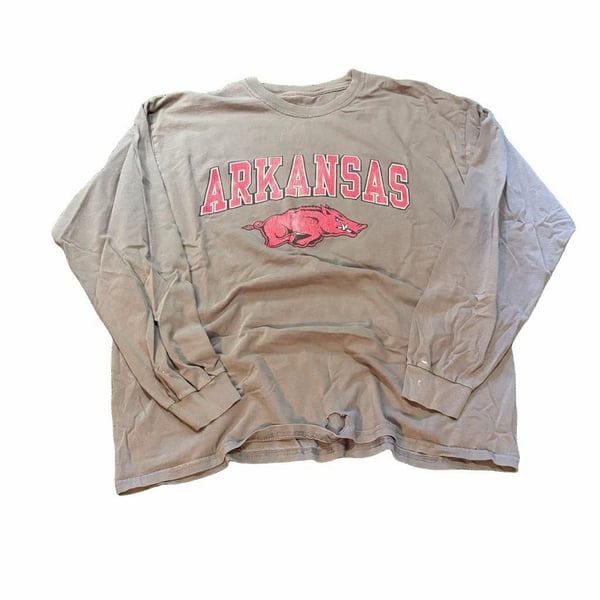 Arkansas Razorbacks Long Sleeve T-Shirt Grey Size Large