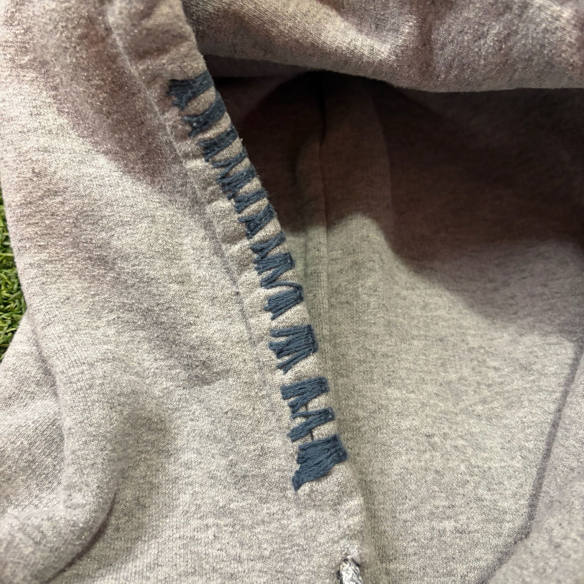 Unbranded Gray Hoodie with Plaid Star Patch and Hand Embroidery 4