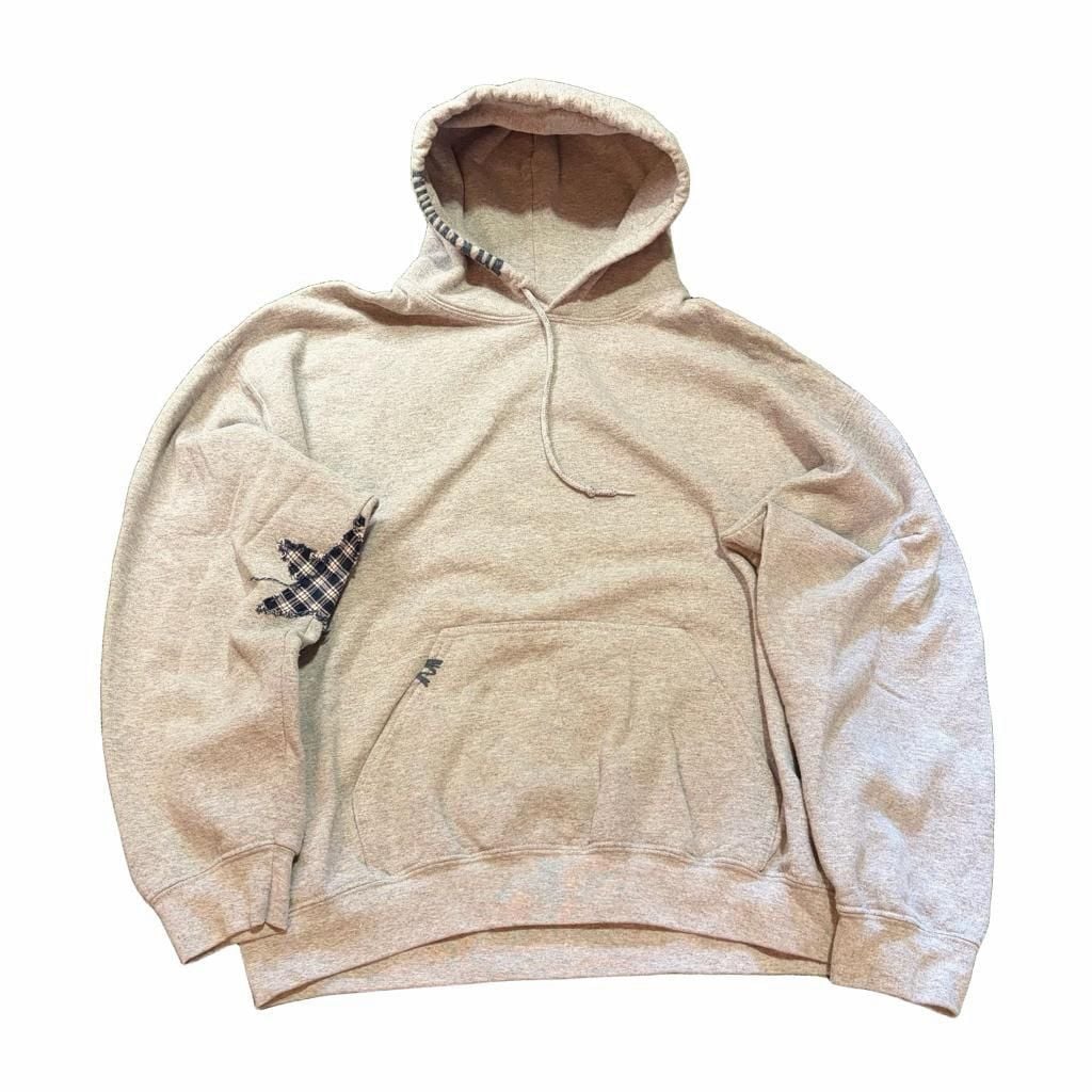 Unbranded Gray Hoodie with Plaid Star Patch and Hand Embroidery 2