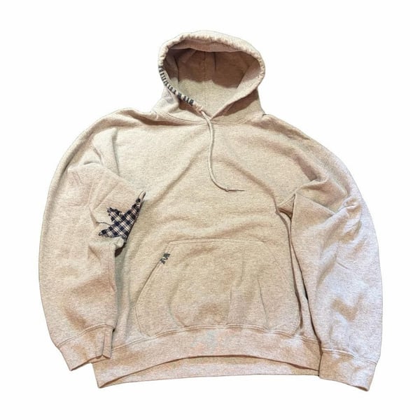 Unbranded Gray Hoodie with Plaid Star Patch and Hand Embroidery