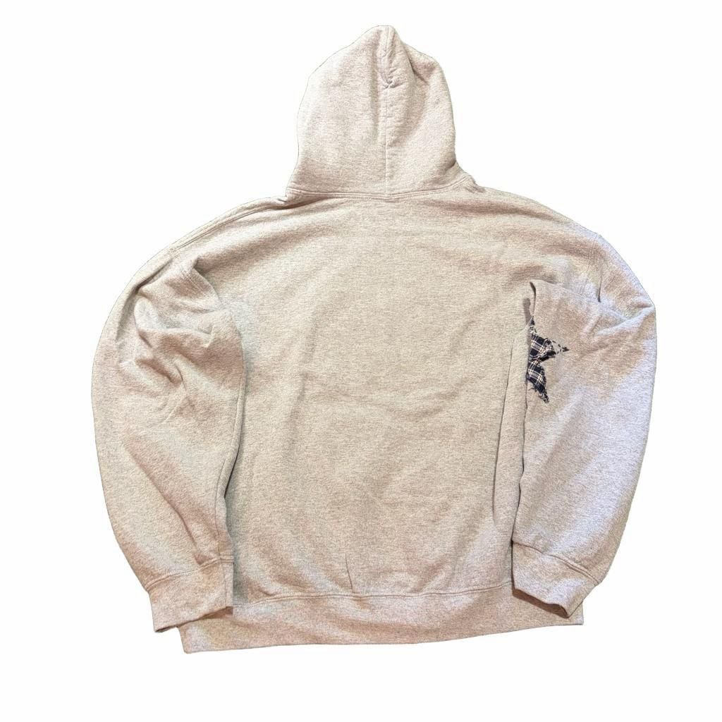 Unbranded Gray Hoodie with Plaid Star Patch and Hand Embroidery 6