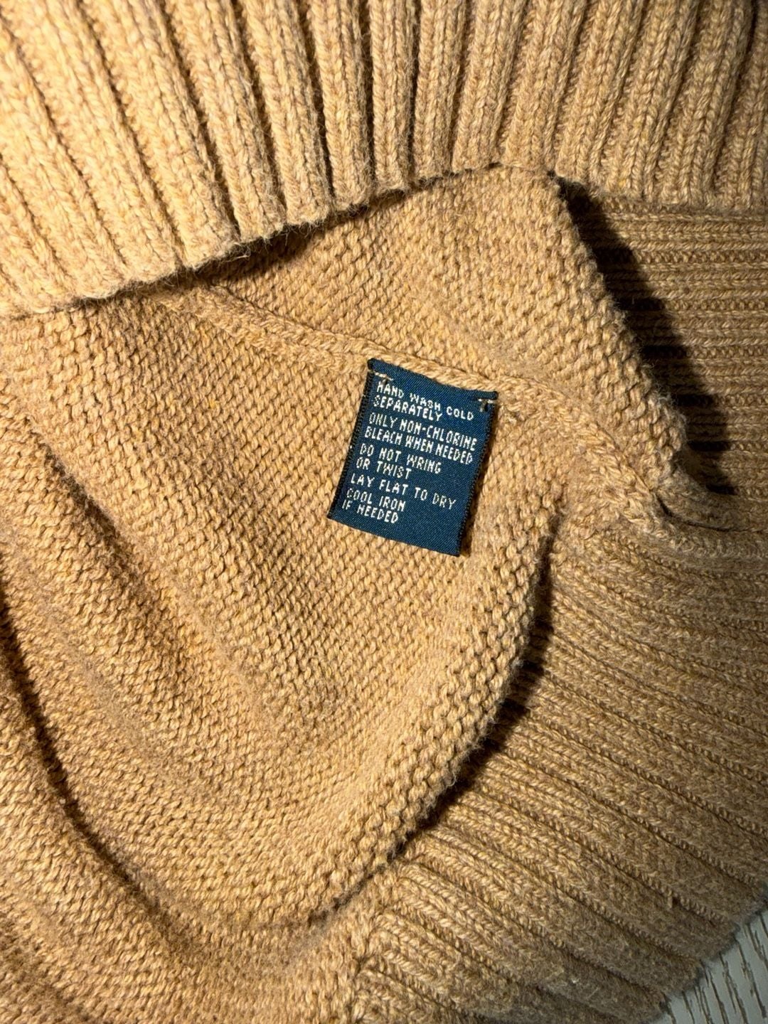 Polo Ralph Lauren Men's Medium Tan Brown 100% Pima Cotton Half Zip Ribbed Pullover Sweater 5