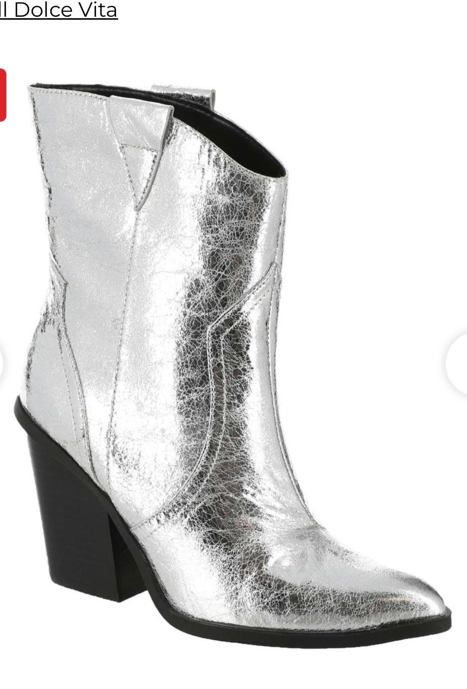 DV Dolce Vita Nazareth Silver Metallic Cracked Western Cowboy Boots size 11 NEW 2