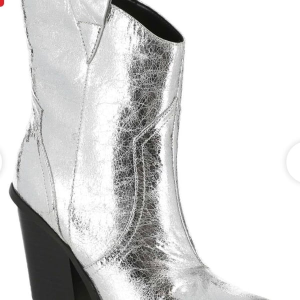 DV Dolce Vita Nazareth Silver Metallic Cracked Western Cowboy Boots size 11 NEW