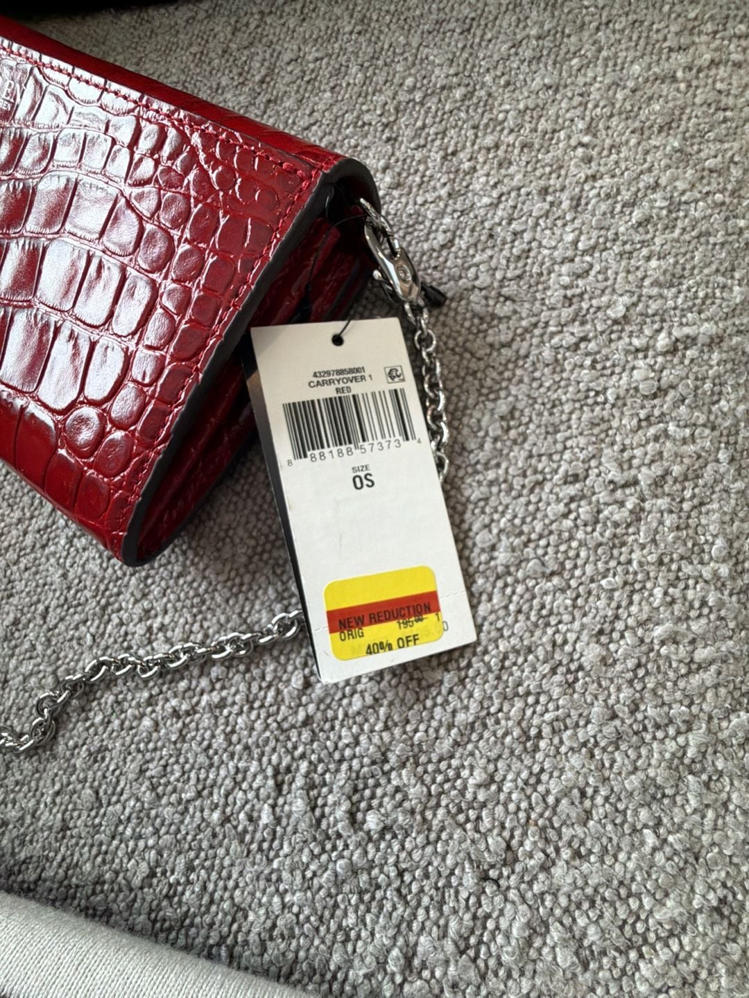 Ralph Lauren Red Croc Embossed small Adair Crossbody Bag NEW W/tags 10