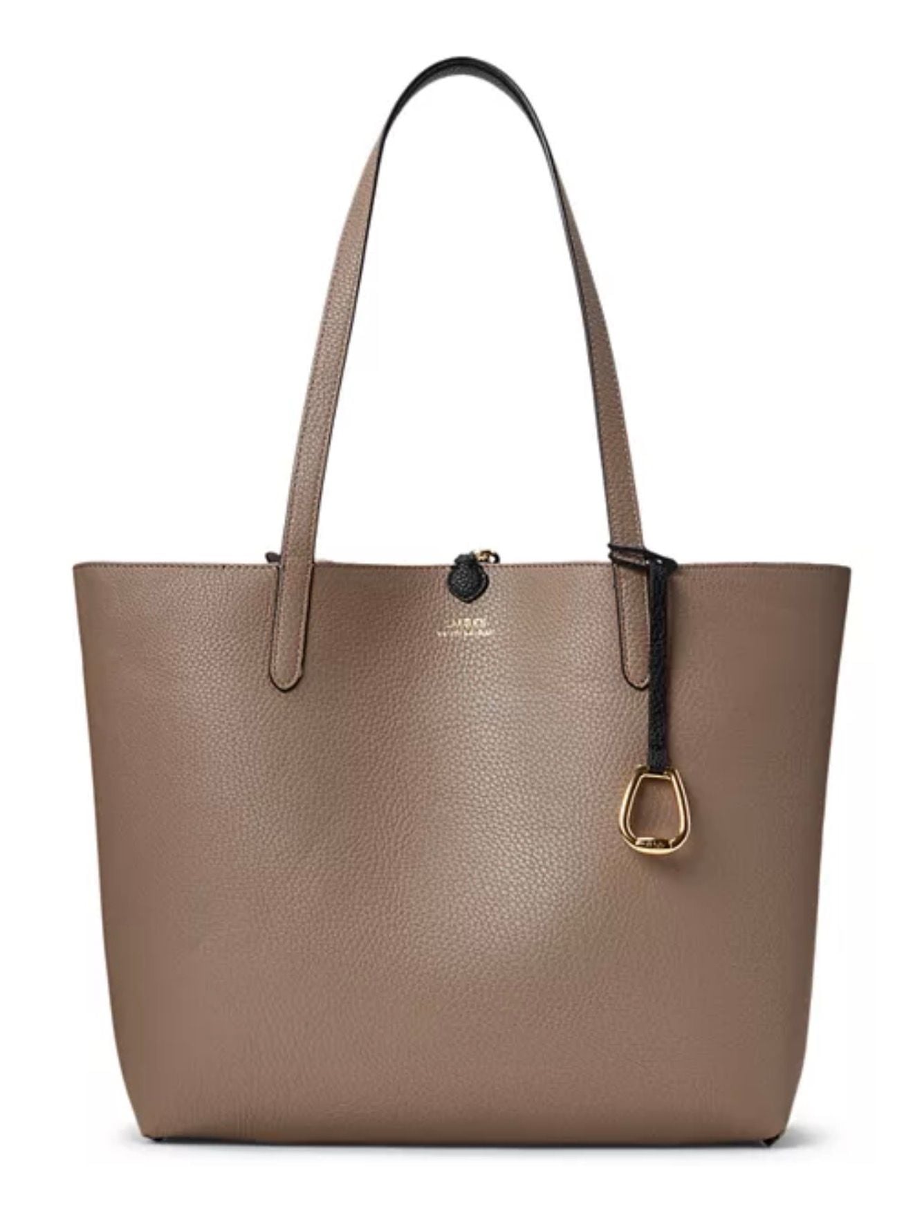 Ralph Lauren Faux-Leather Reversible Extra Large Tote bag black taupe gold NEW 4