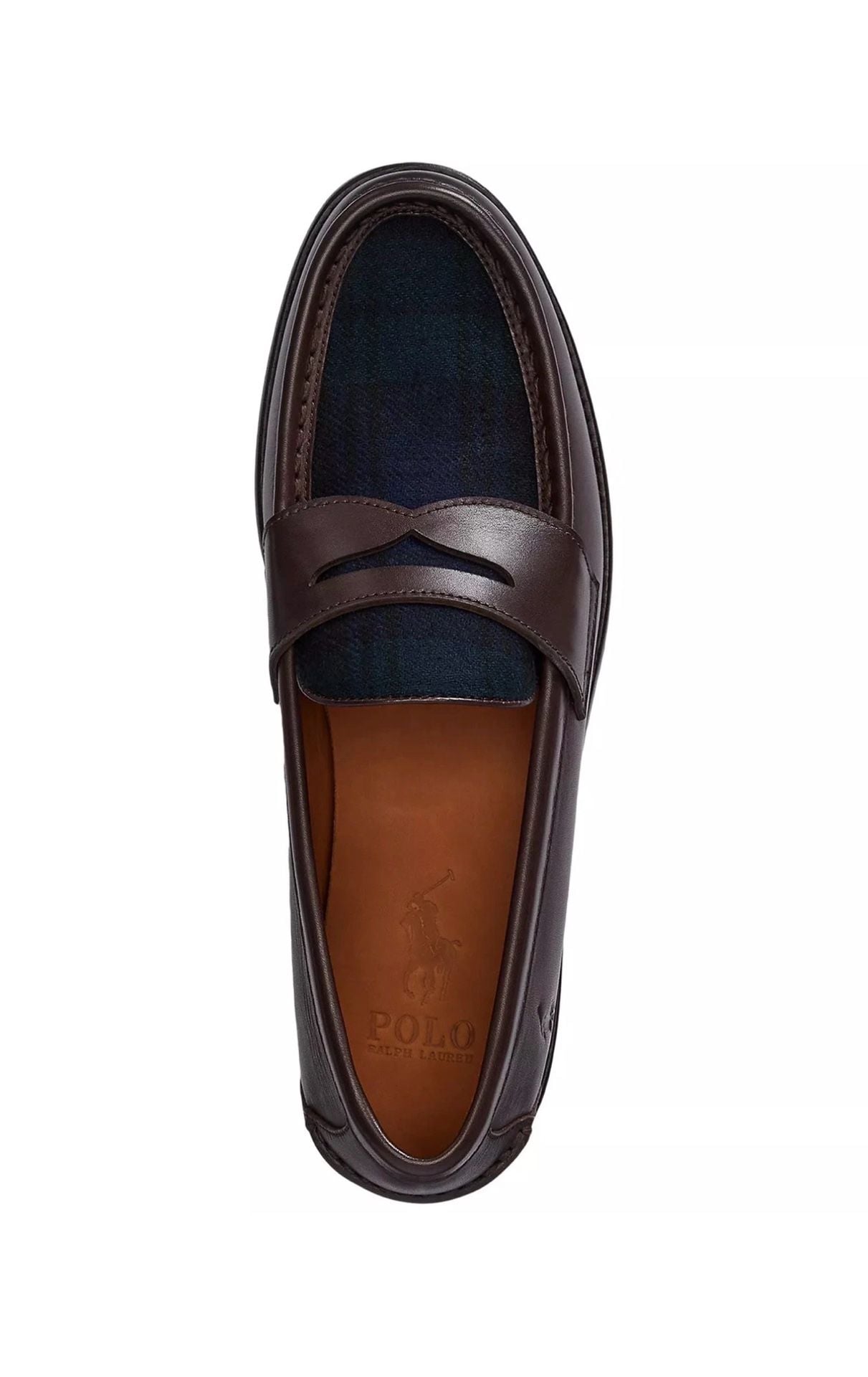 Polo Ralph Lauren Men's Alston Brown Leather & Plaid Penny Loafers NEW Size 12 13
