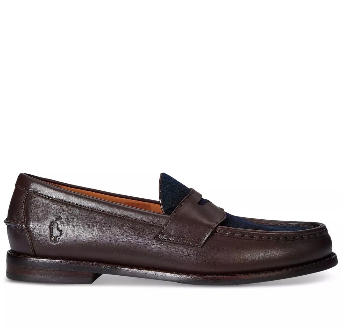 Polo Ralph Lauren Men's Alston Brown Leather & Plaid Penny Loafers NEW Size 12 14