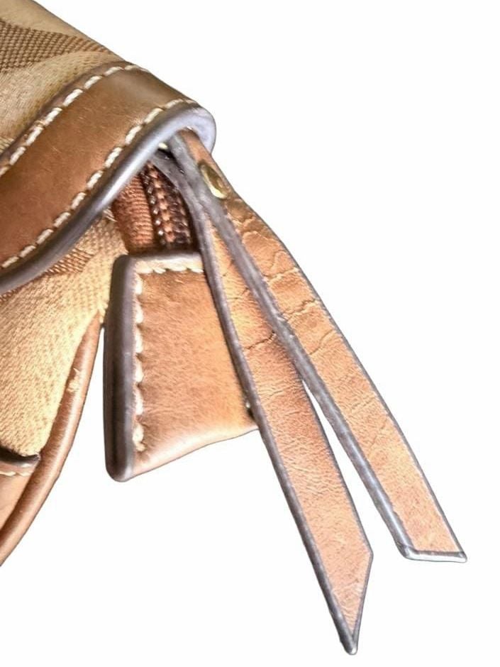Coach Signature C Buckle Wristlet Tan Brown Monogram Leather 9