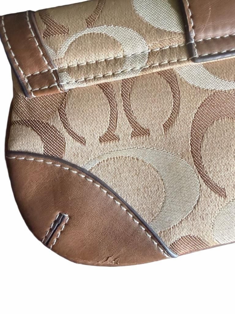 Coach Signature C Buckle Wristlet Tan Brown Monogram Leather 11