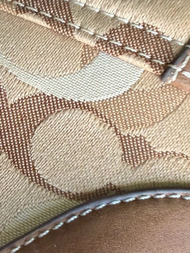 Coach Signature C Buckle Wristlet Tan Brown Monogram Leather 12