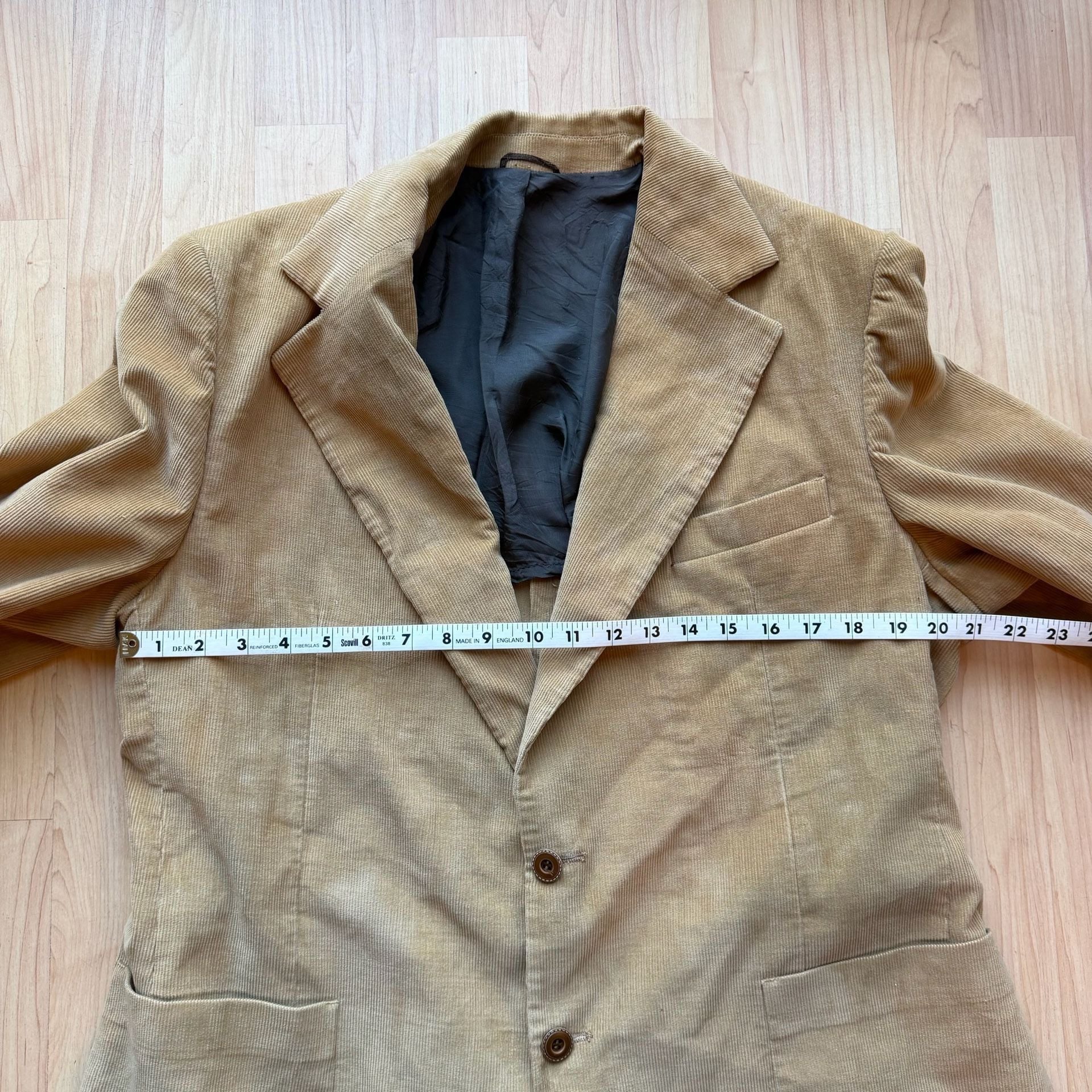 Vintage Tan Corduroy Blazer Jacket with Patch Pockets Mens M 15
