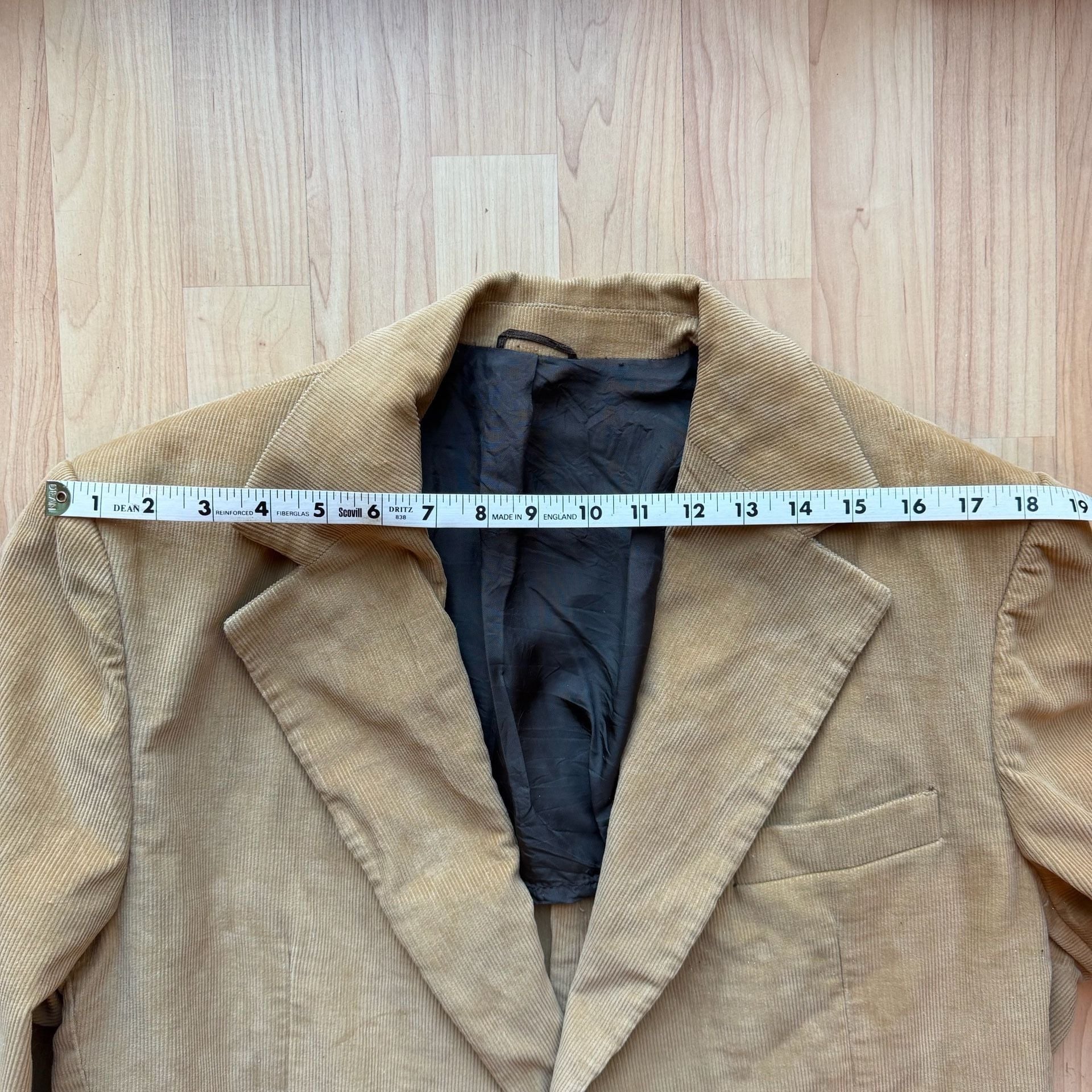 Vintage Tan Corduroy Blazer Jacket with Patch Pockets Mens M 14