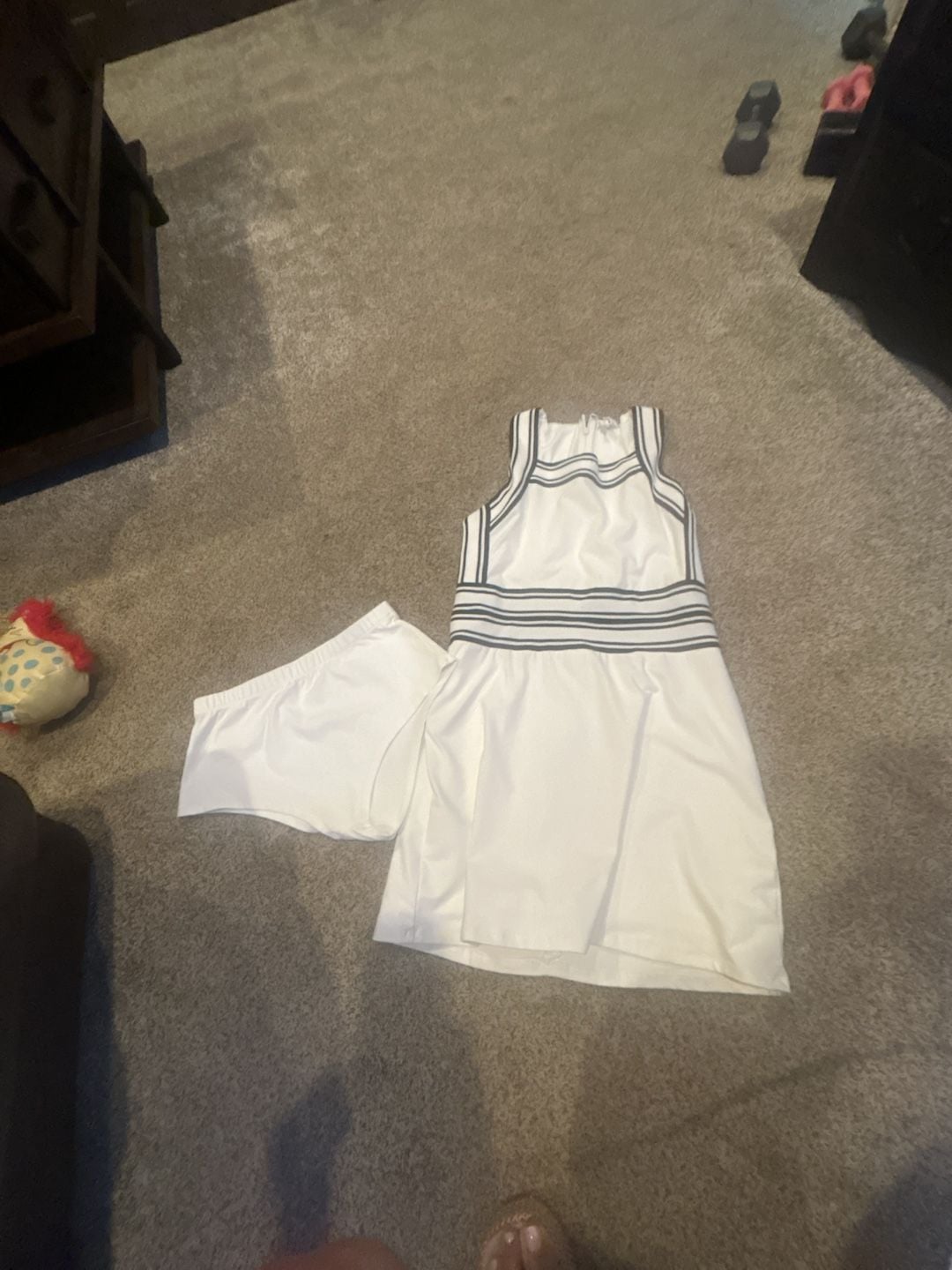 TCEC Active Dress Size M White Striped Athletic Skirt with Shorts 2