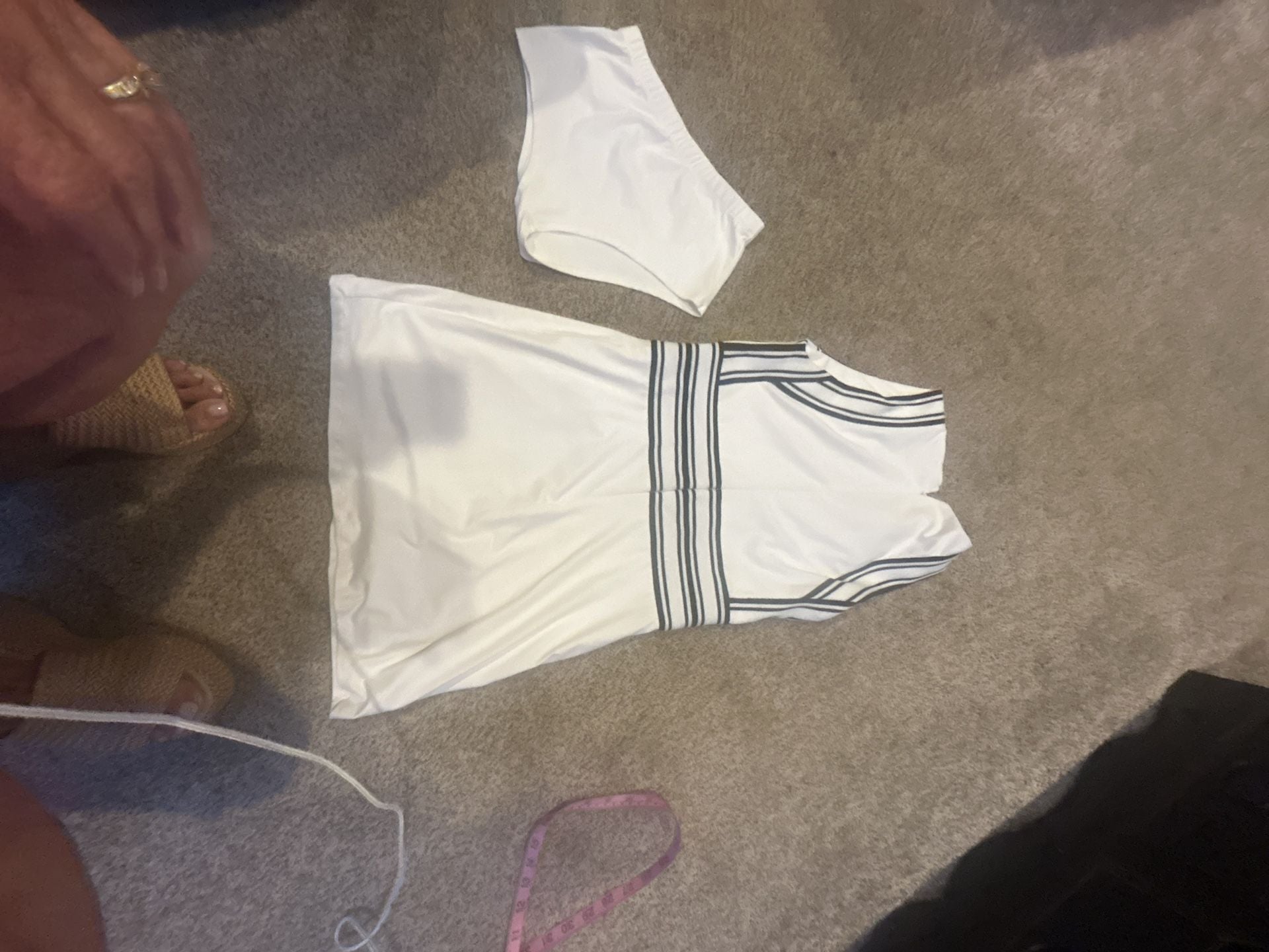 TCEC Active Dress Size M White Striped Athletic Skirt with Shorts 3