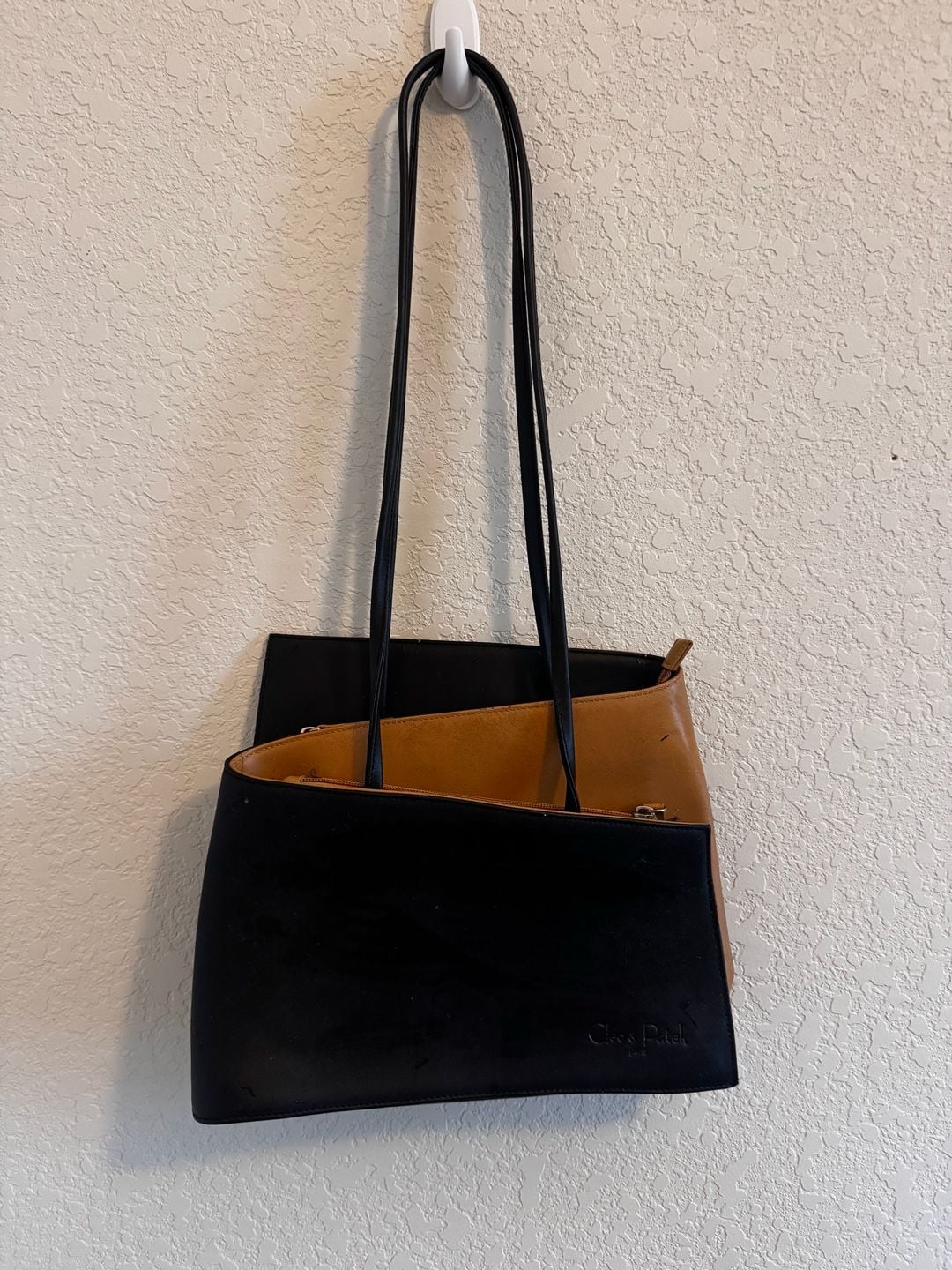 Cleo & Patek Leather Shoulder Bag Tan And Black 2