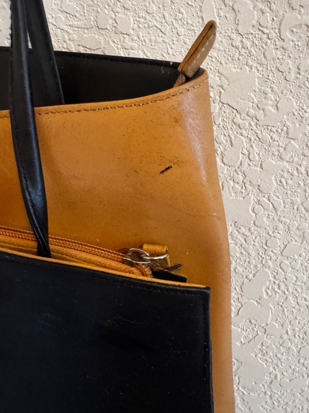 Cleo & Patek Leather Shoulder Bag Tan And Black 4