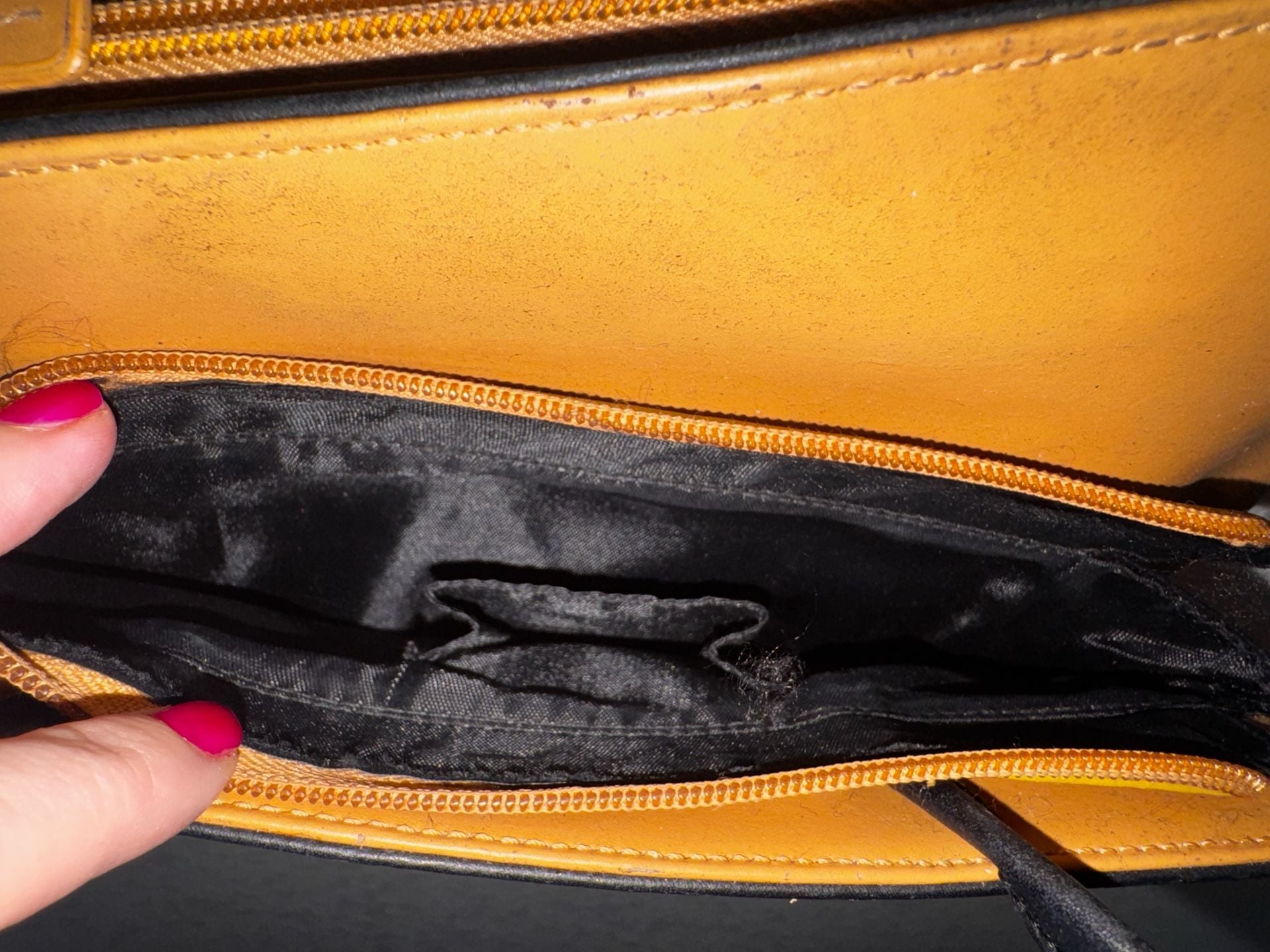 Cleo & Patek Leather Shoulder Bag Tan And Black 7