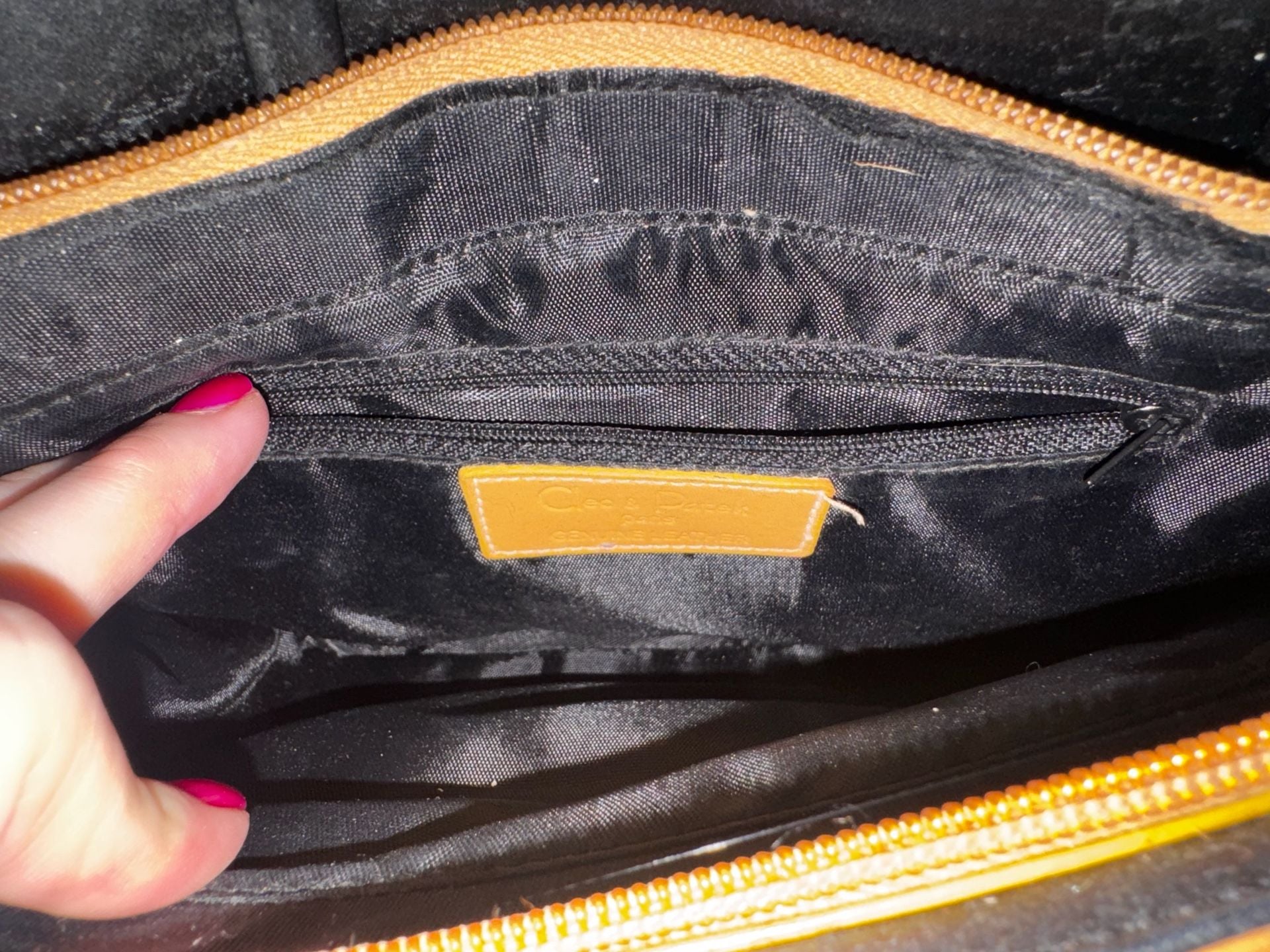 Cleo & Patek Leather Shoulder Bag Tan And Black 8