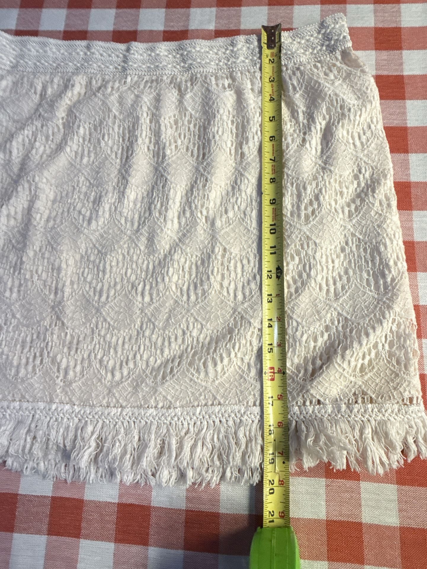 Bongo Plus Crochet Skirt Size 1X White Fringe Boho Mini 6
