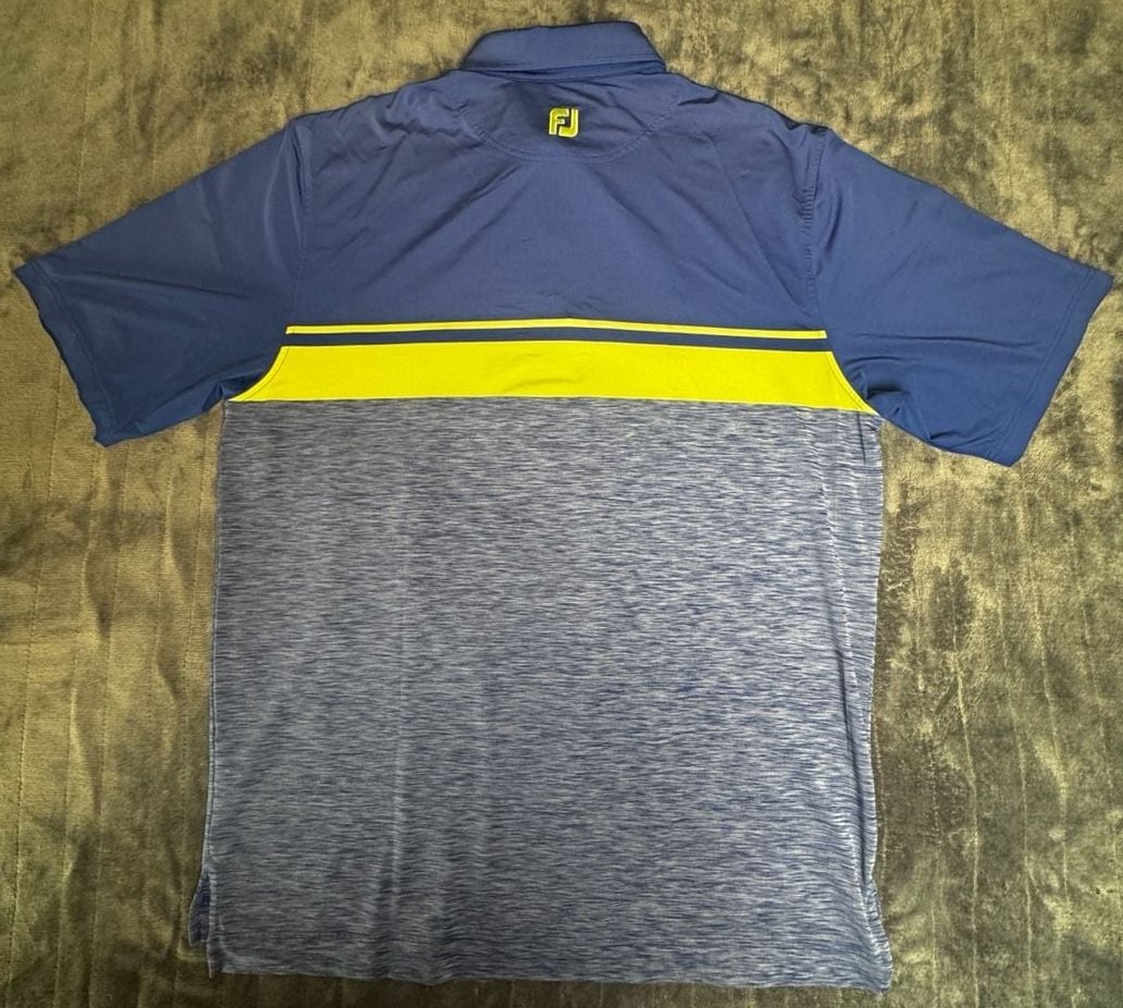 FootJoy Golf Polo Shirt Size XL Blue Yellow Striped Short Sleeve 1001 4