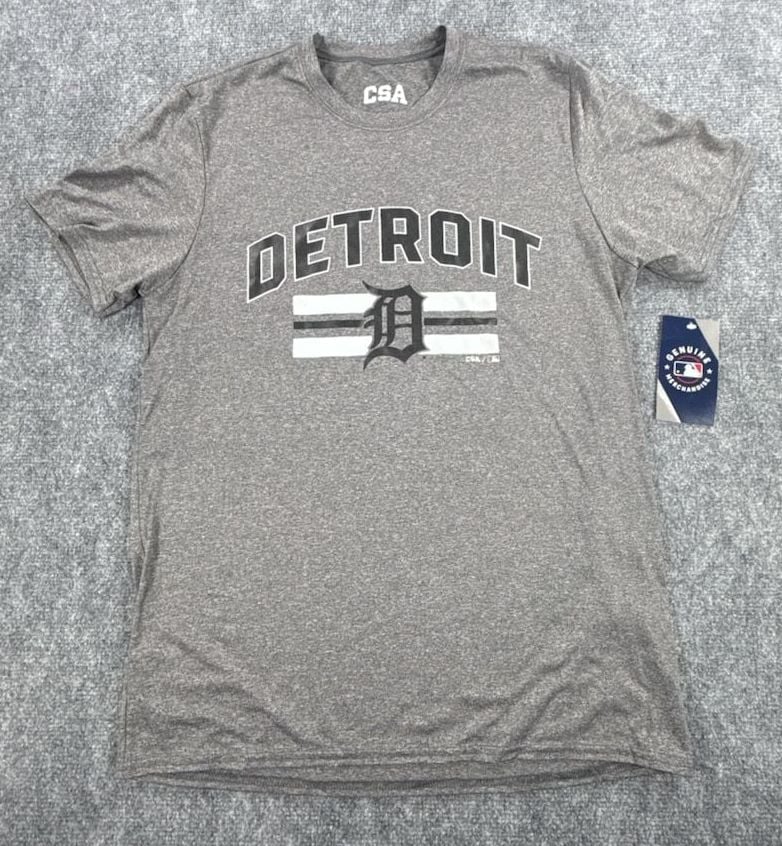 CSA Detroit Tigers Size M Gray T-Shirt MLB Genuine Merchandise Polyester New 2