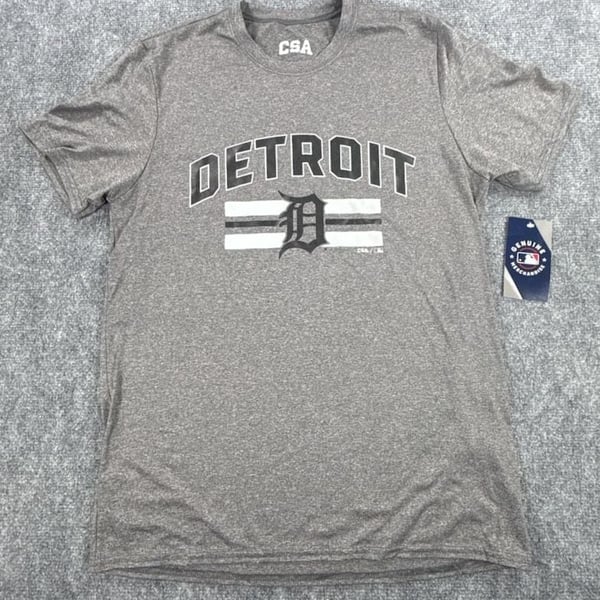 CSA Detroit Tigers Size M Gray T-Shirt MLB Genuine Merchandise Polyester New