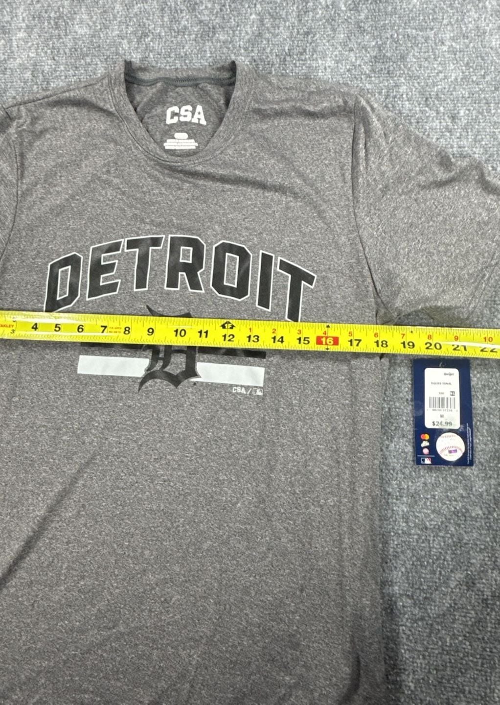 CSA Detroit Tigers Size M Gray T-Shirt MLB Genuine Merchandise Polyester New 8