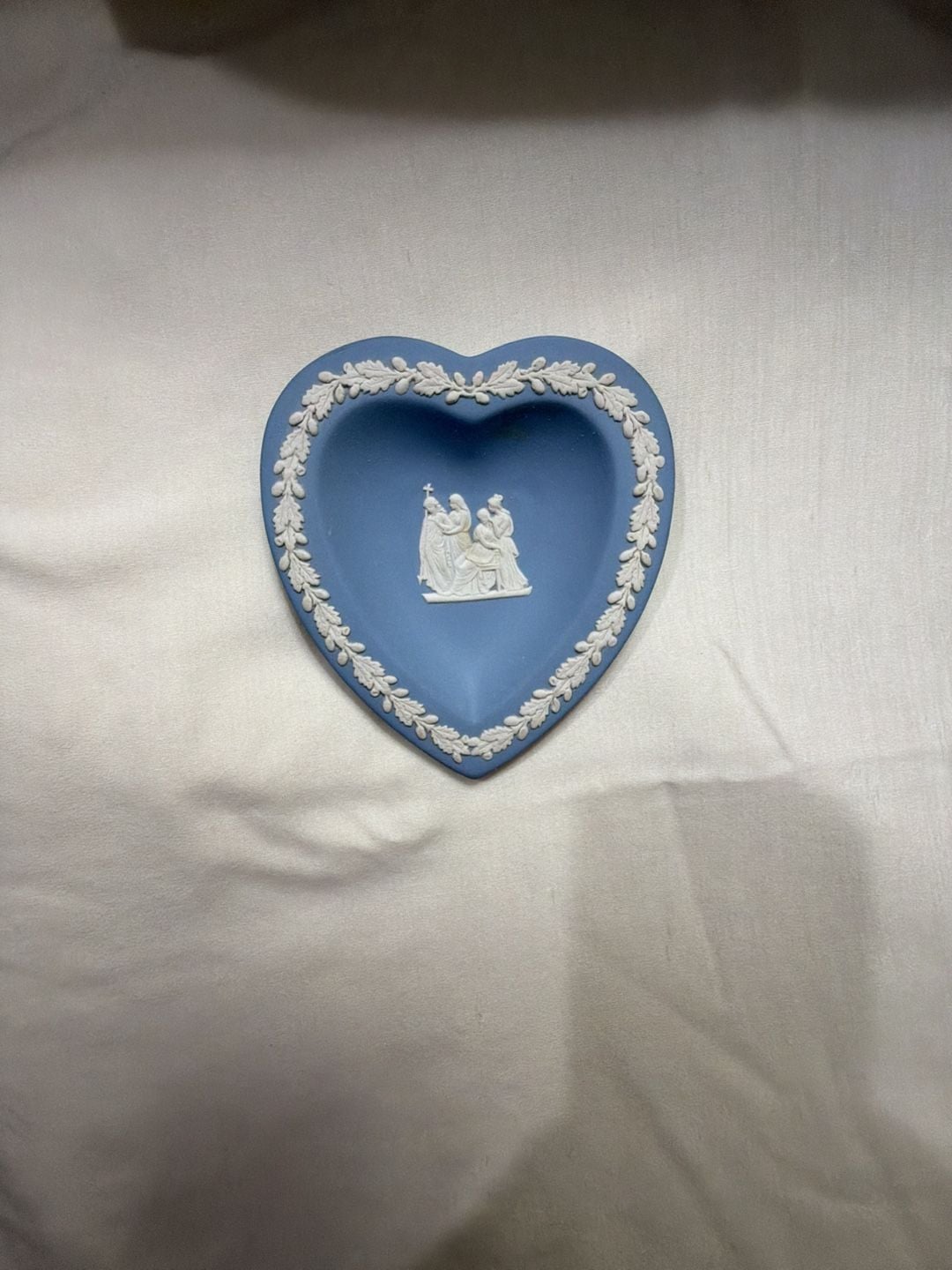 Wedgwood Blue Jasperware Heart Shaped Trinket Dish 1