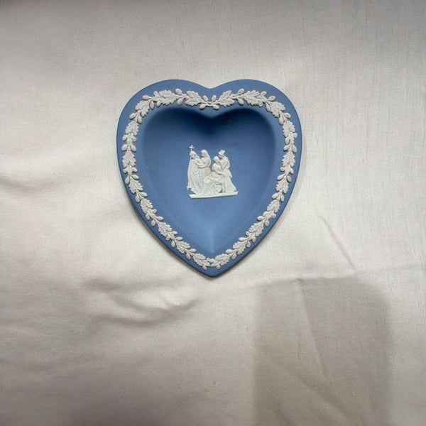 Wedgwood Blue Jasperware Heart Shaped Trinket Dish