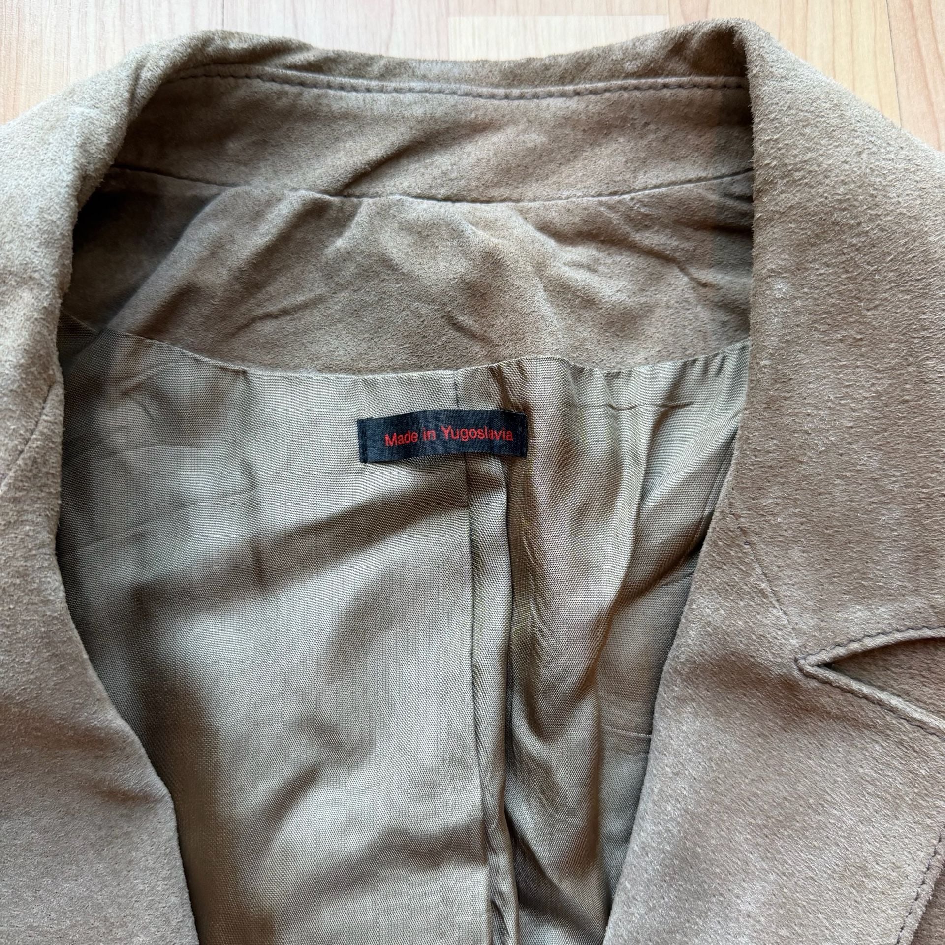 Vintage 70s Sears Suede Leather Blazer Size 44 Taupe Brown Patch Pockets Jacket 9