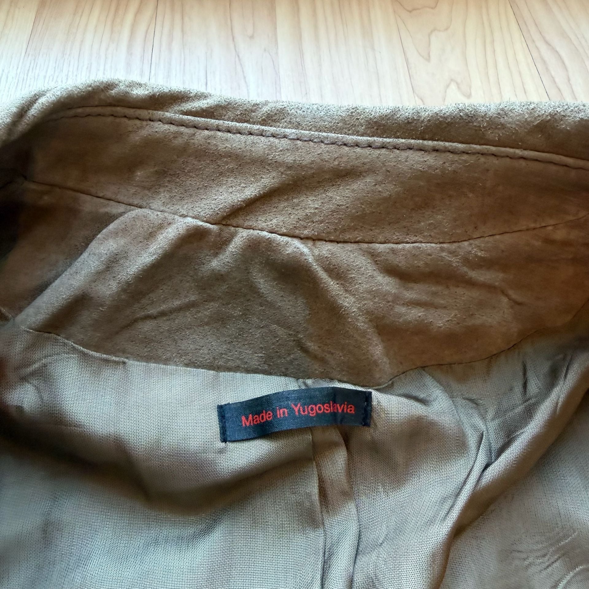 Vintage 70s Sears Suede Leather Blazer Size 44 Taupe Brown Patch Pockets Jacket 13