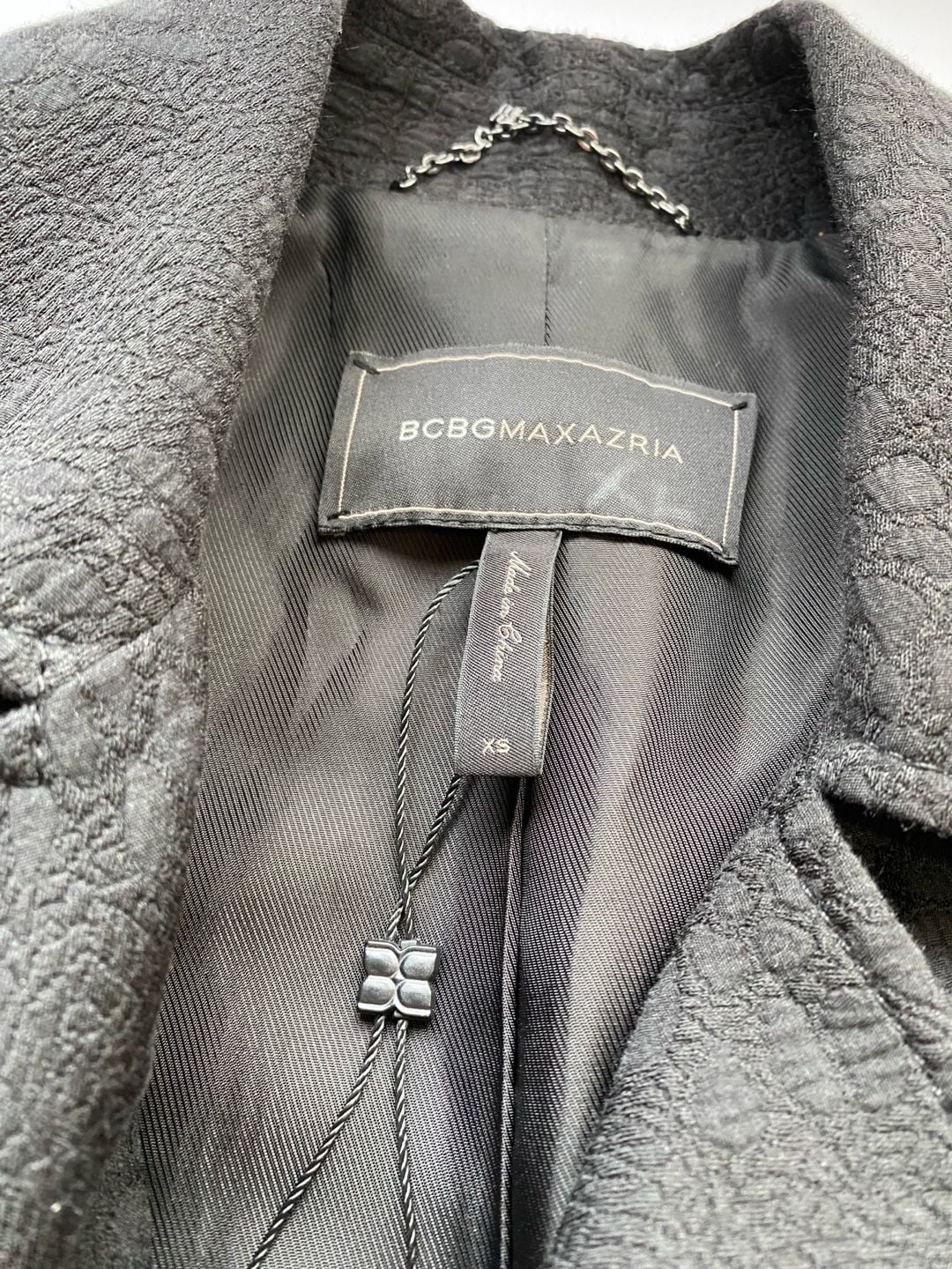 BCBGMAXAZRIA Moto Jacket Size XS Black Textured Zip Up Peplum 8