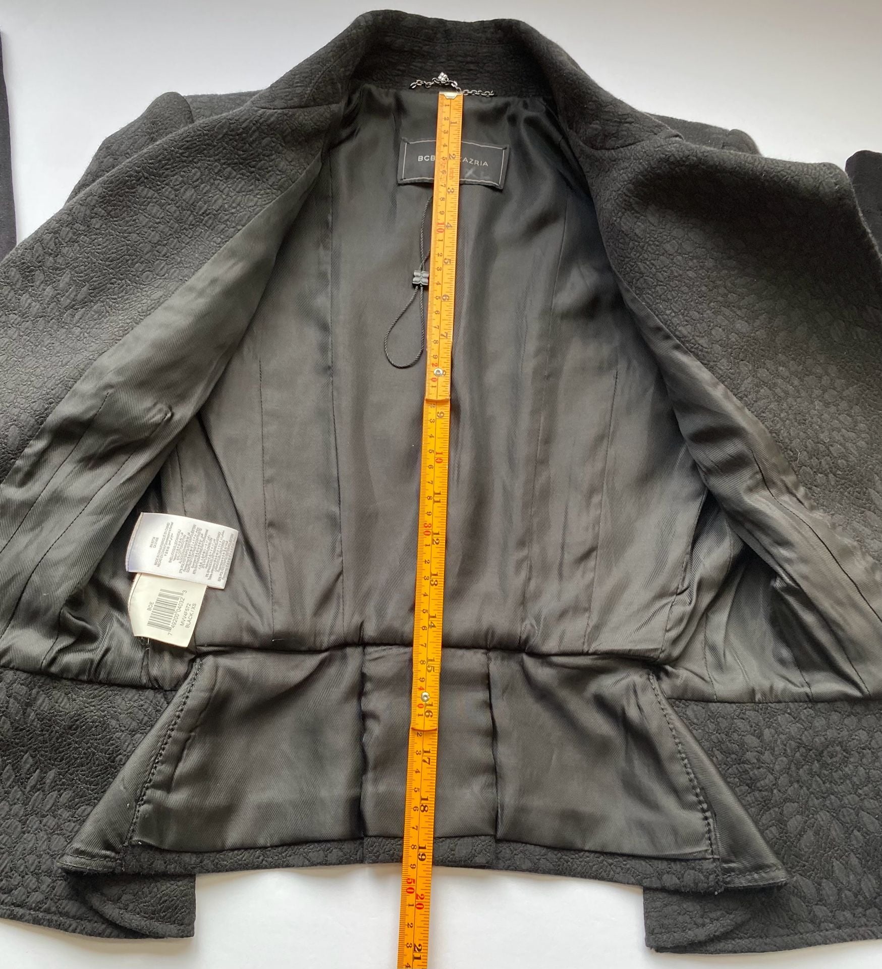 BCBGMAXAZRIA Moto Jacket Size XS Black Textured Zip Up Peplum 11