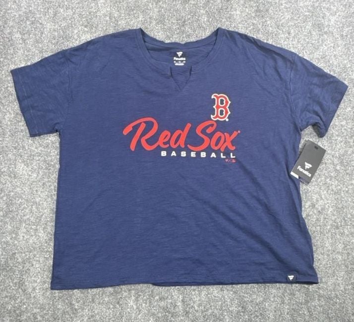Fanatics Boston Red Sox Women’s V-Neck T-Shirt Size XL Blue Baseball MLB NWT 2